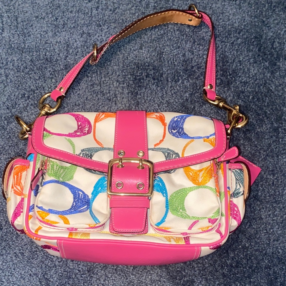 Coach limited edition embroidered scribble shoulder bag